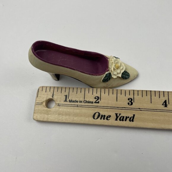 Vintage Miniature Ceramic 3” Shoe And Purse High Heels Floral Lot Of 2 - Picture 4 of 5
